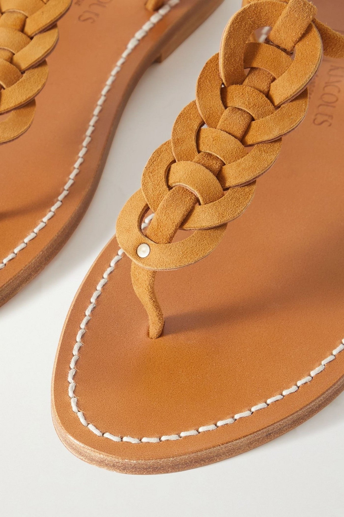 K.Jacques St. Tropez Lemovis Woven Suede Sandals Camel Women's