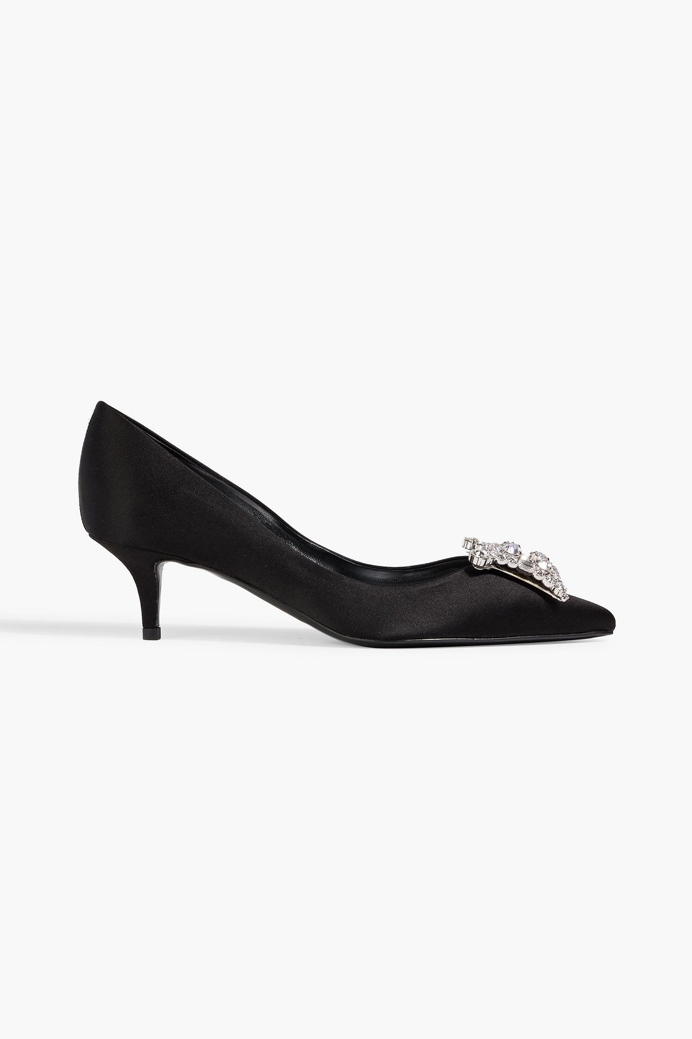 Roger Vivier Decollete King Crystal-Embellished Satin Pumps Black Women's