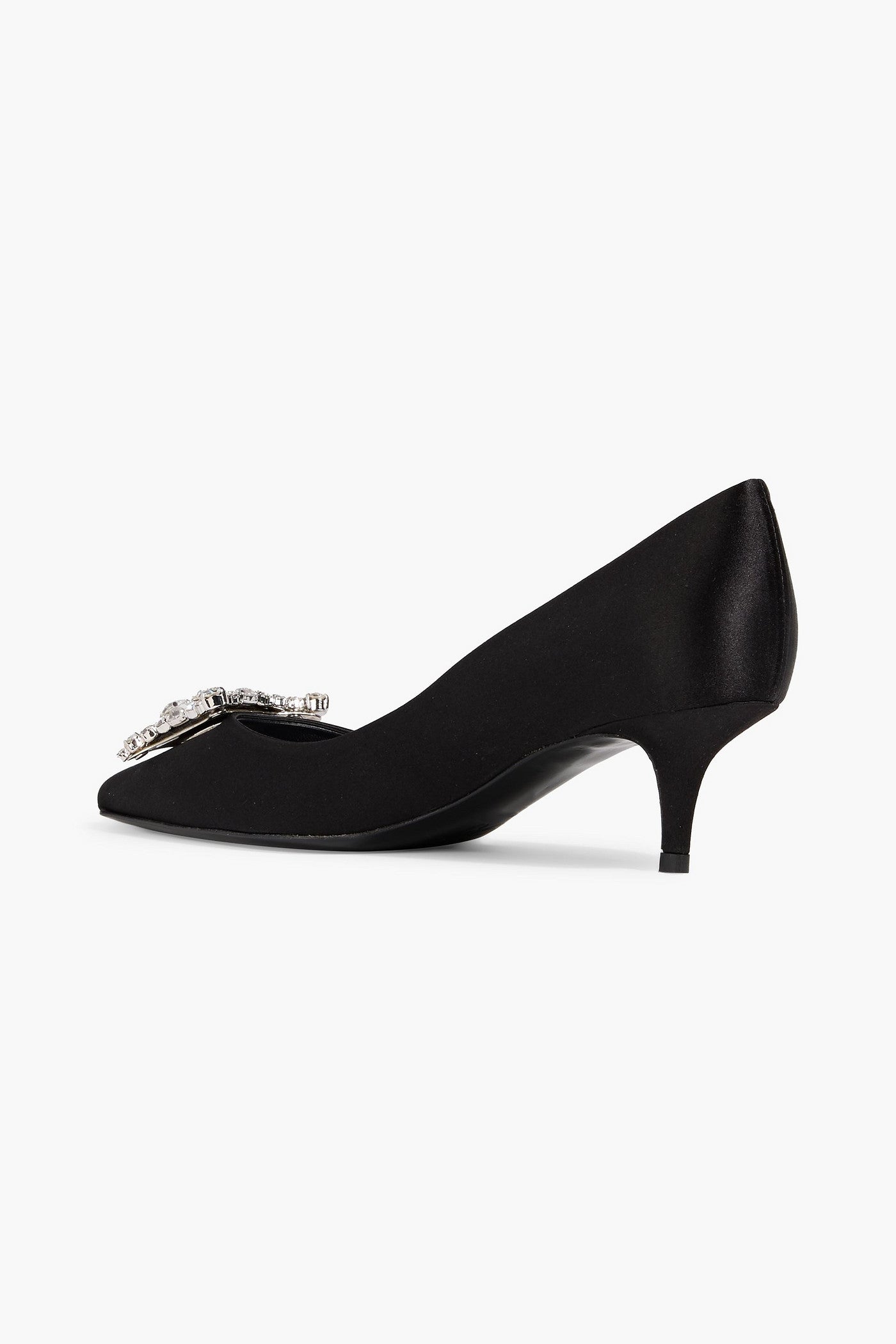 Roger Vivier Decollete King Crystal-Embellished Satin Pumps Black Women's