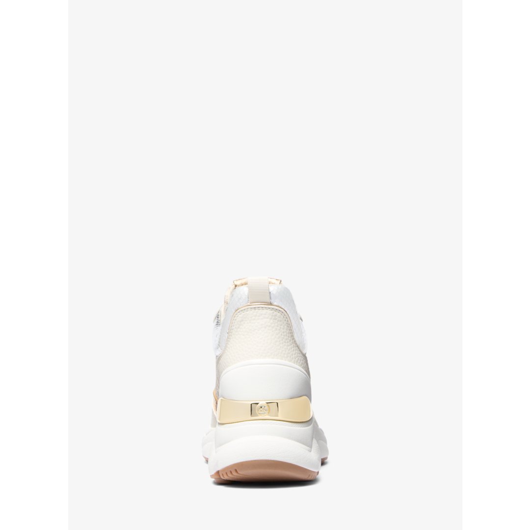 Michael Kors Katrina Signature Logo and Metallic Lizard Embossed Trainer