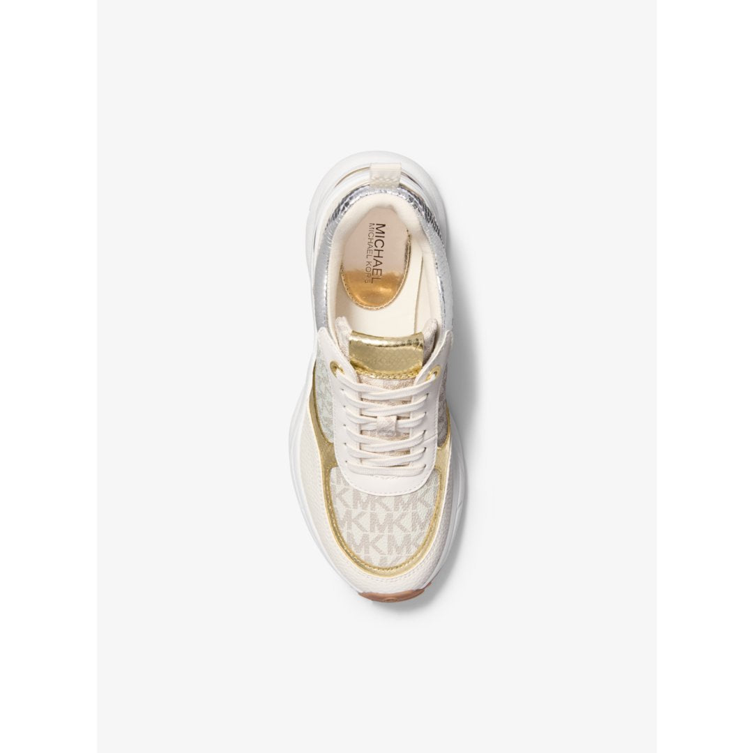 Michael Kors Katrina Signature Logo and Metallic Lizard Embossed Trainer