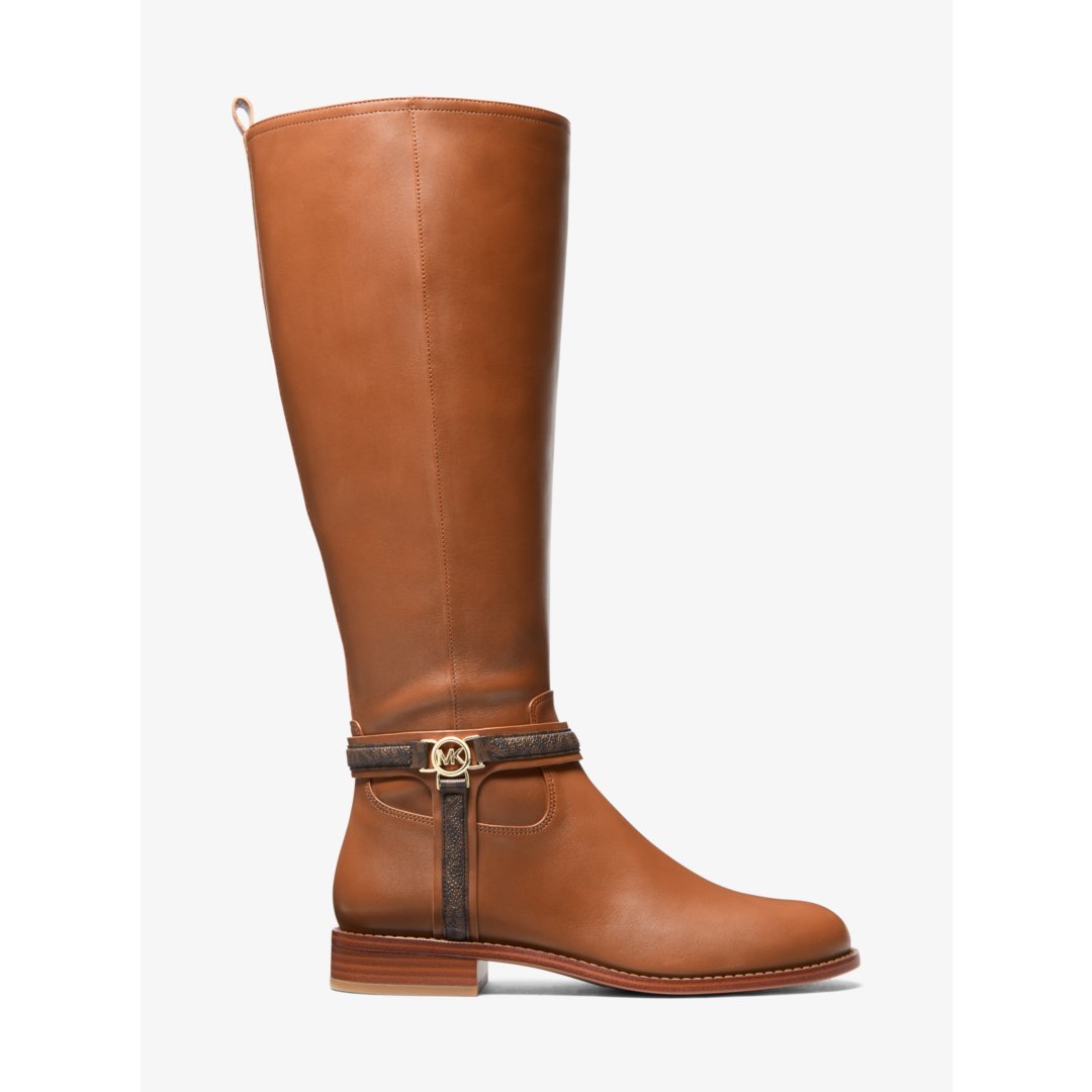Michael Kors Mindy Leather and Signature Logo Trim Boot