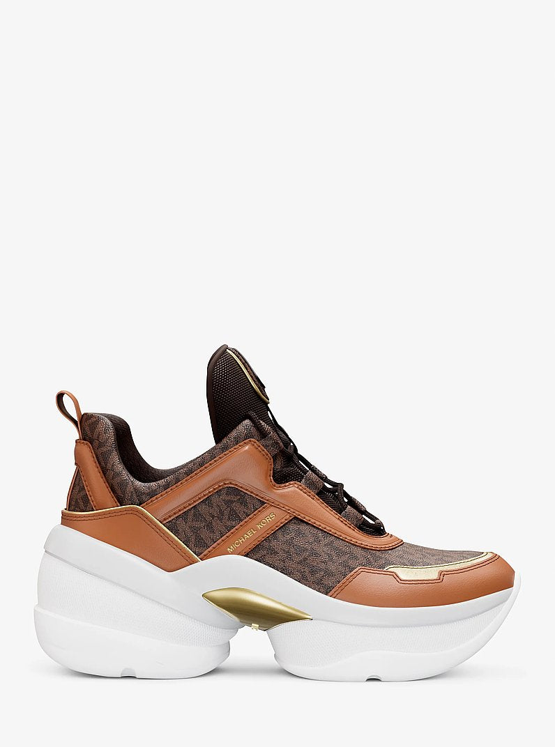 Michael Kors Olympia Signature Logo Trainer BROWN MULTI