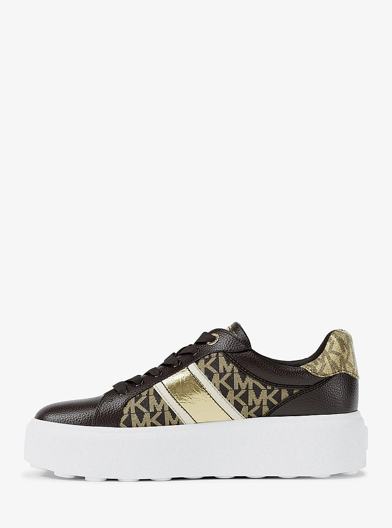 Michael Kors Romey Signature Logo Stripe Platform Sneaker BROWN