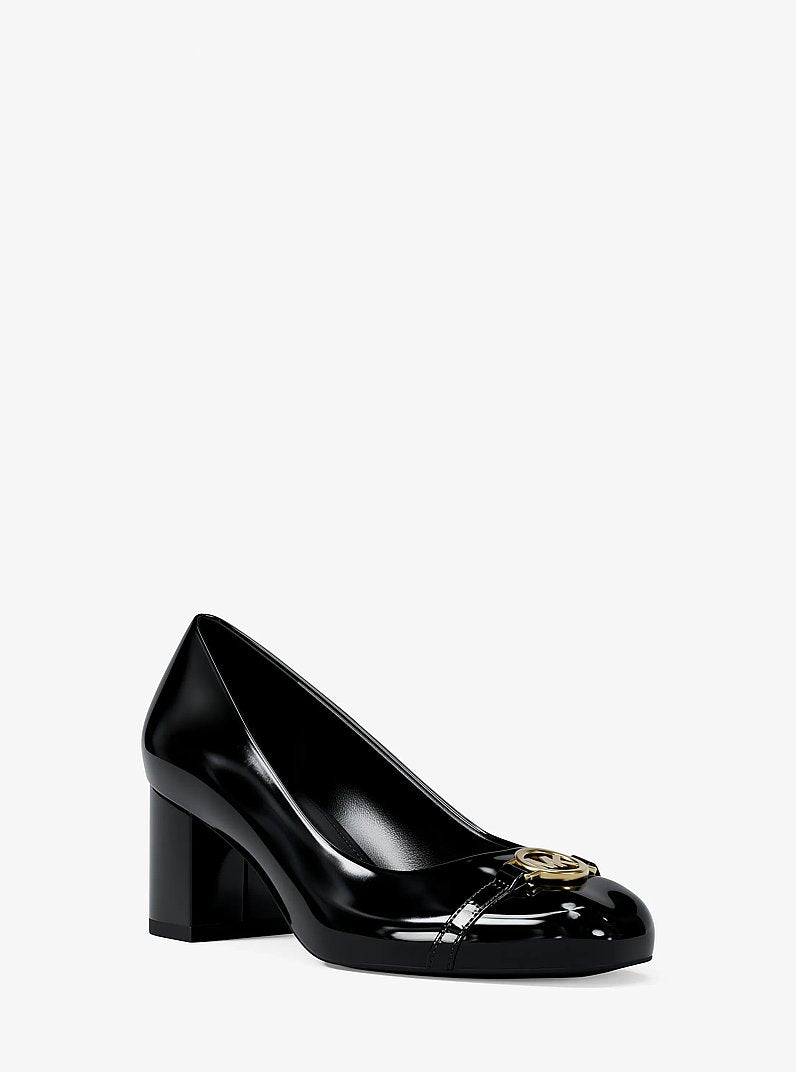 Michael Kors Dori Patent Block Heel Pump BLACK