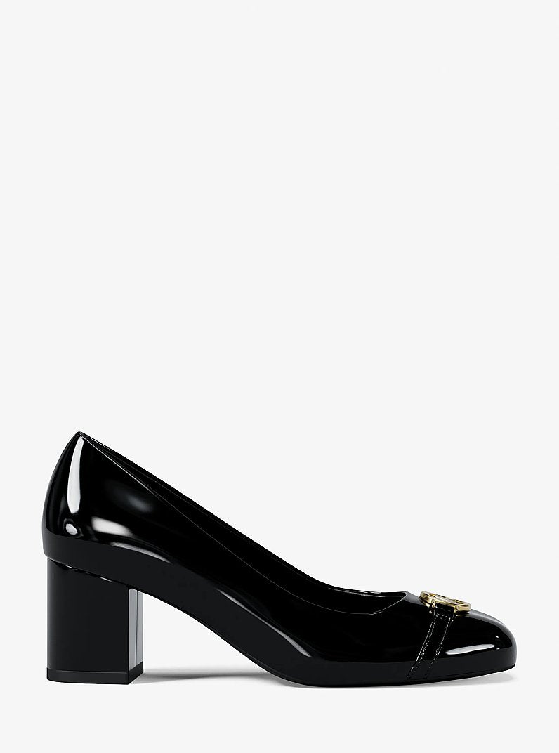 Michael Kors Dori Patent Block Heel Pump BLACK