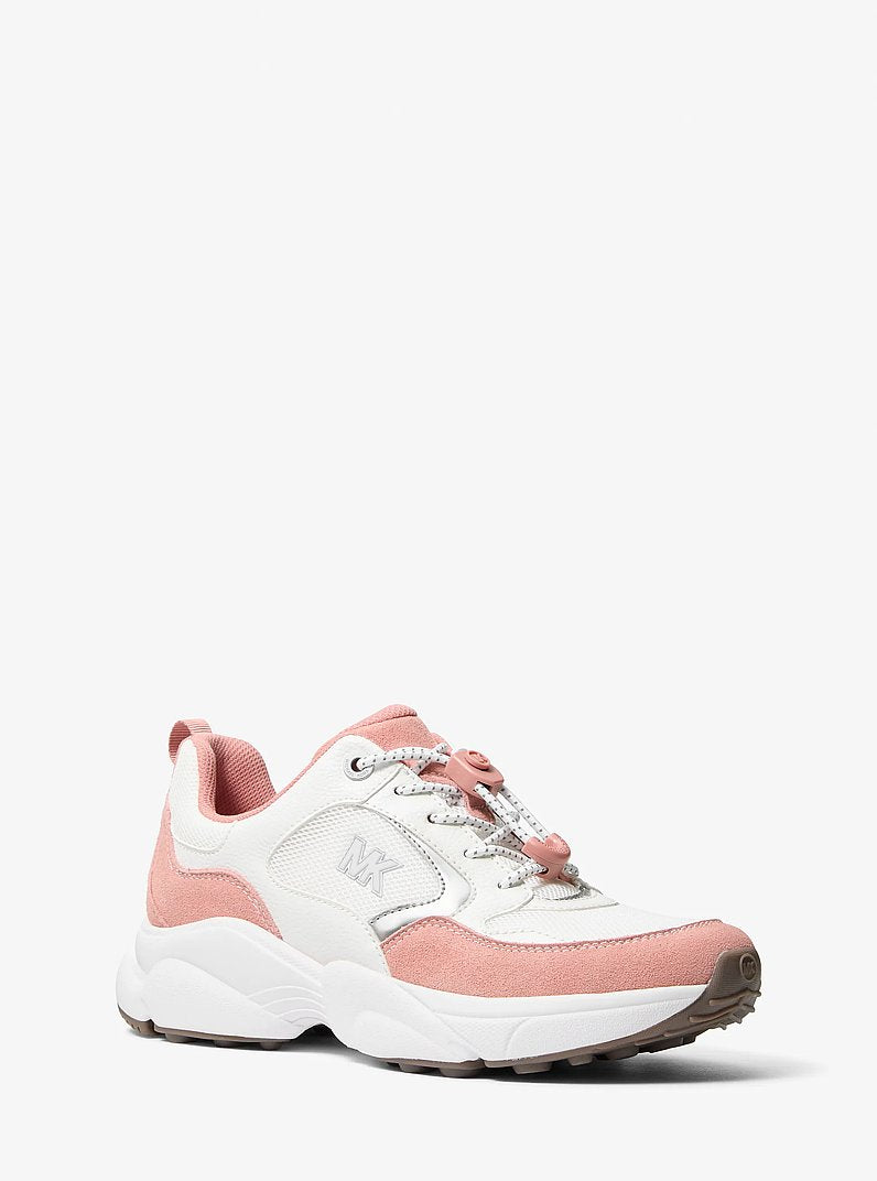 Michael Kors Jett Mixed-Media Trainer SUNSET ROSE MULTI