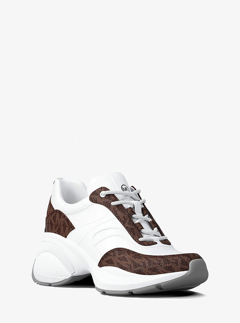 Michael Kors Kaia Signature Logo Trainer OP WHT/BROWN
