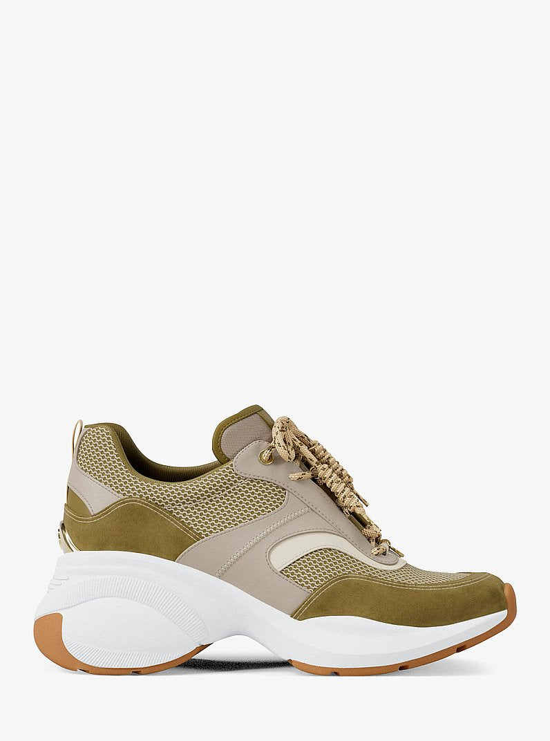Michael Kors Kaia Mixed-Media Trainer OREGANO MLT