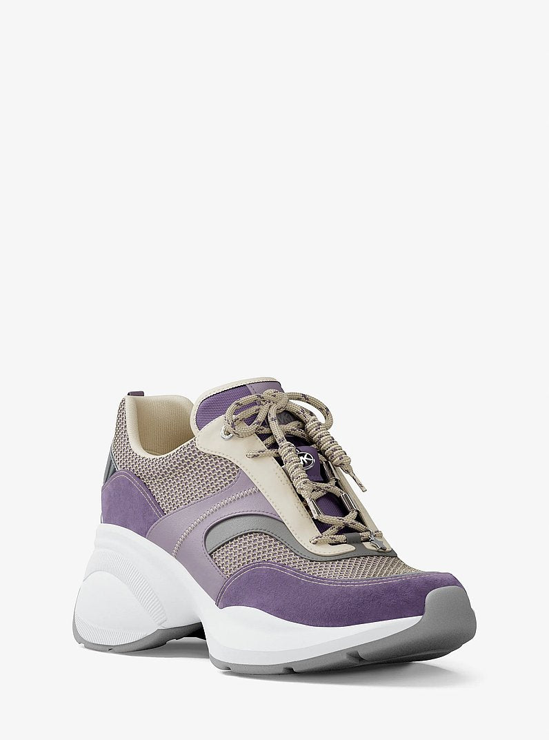 Michael Kors Kaia Mixed-Media Trainer ORCHD HZ MLT