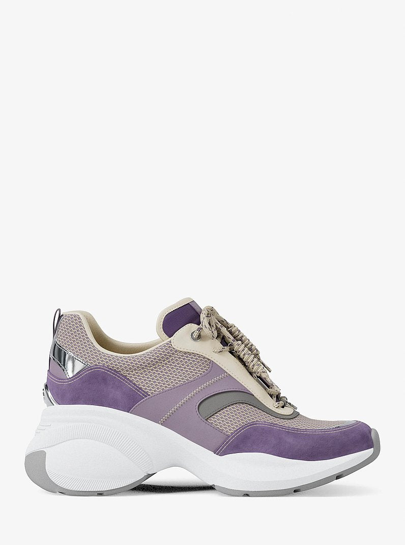 Michael Kors Kaia Mixed-Media Trainer ORCHD HZ MLT