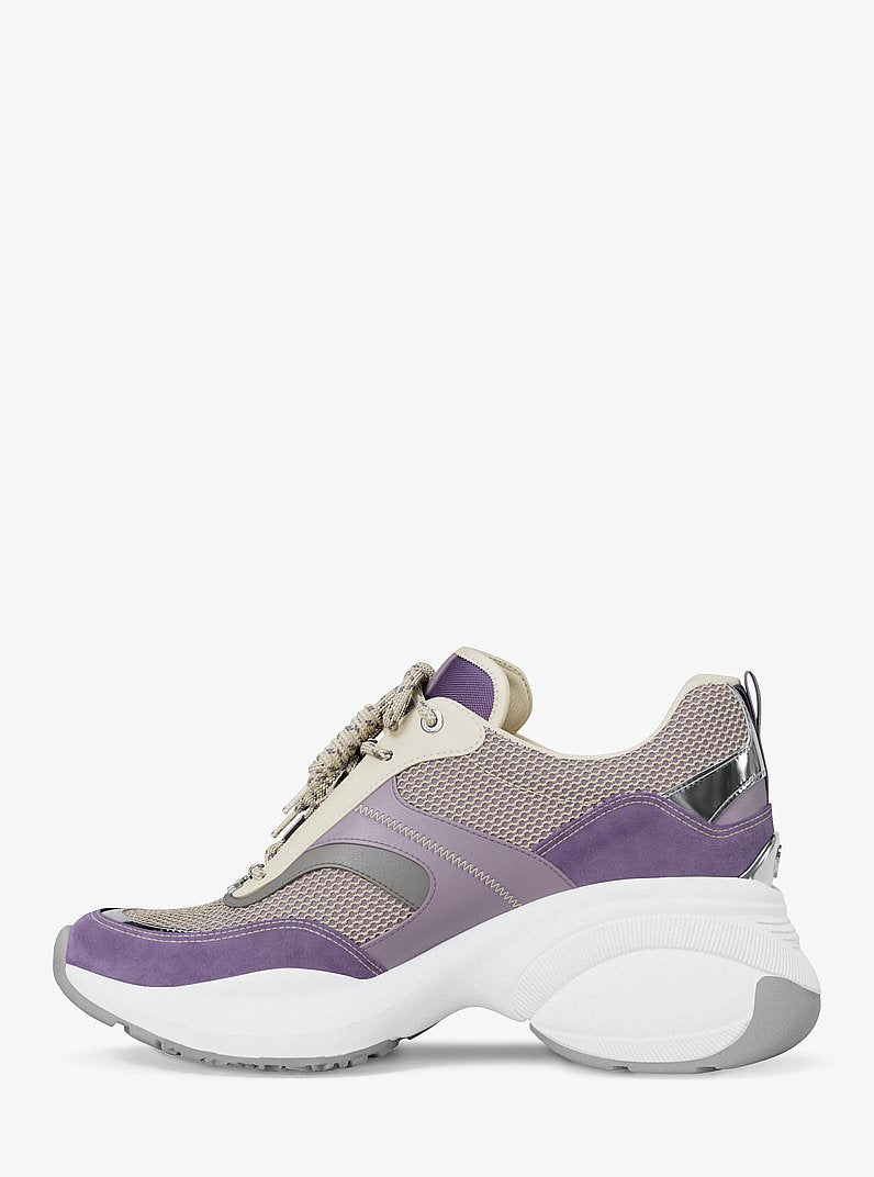 Michael Kors Kaia Mixed-Media Trainer ORCHD HZ MLT