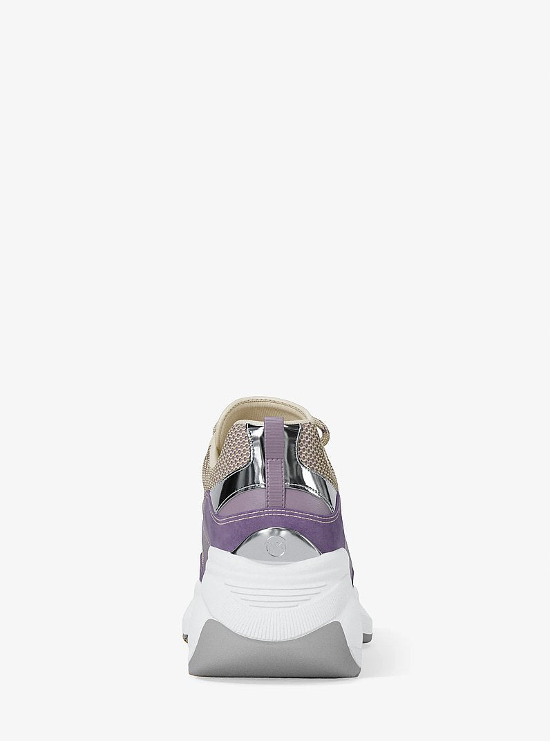 Michael Kors Kaia Mixed-Media Trainer ORCHD HZ MLT