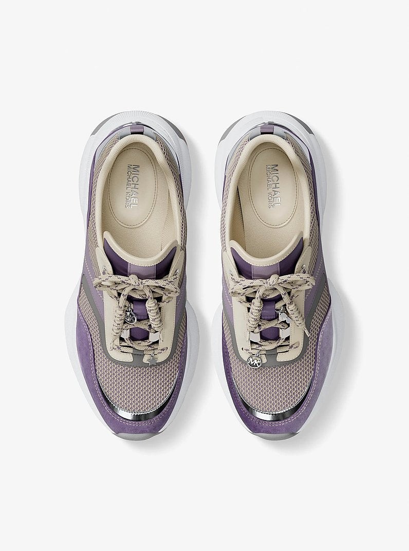 Michael Kors Kaia Mixed-Media Trainer ORCHD HZ MLT