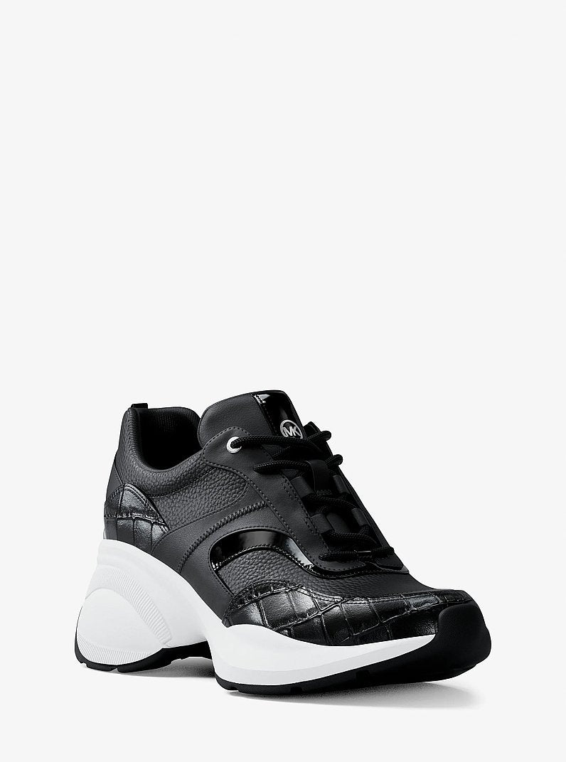Michael Kors Kaia Mixed-Media Trainer BLACK