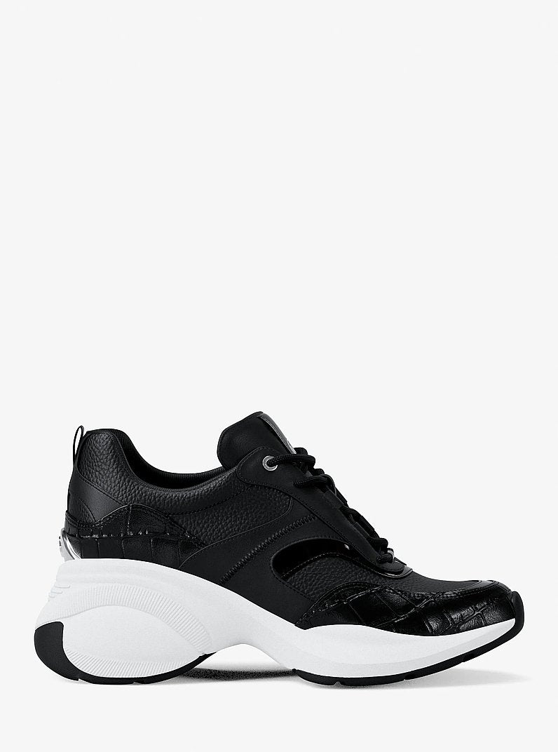 Michael Kors Kaia Mixed-Media Trainer BLACK
