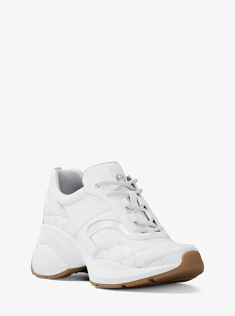 Michael Kors Kaia Mixed-Media Trainer OPTIC WHITE