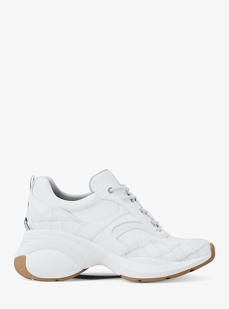 Michael Kors Kaia Mixed-Media Trainer OPTIC WHITE