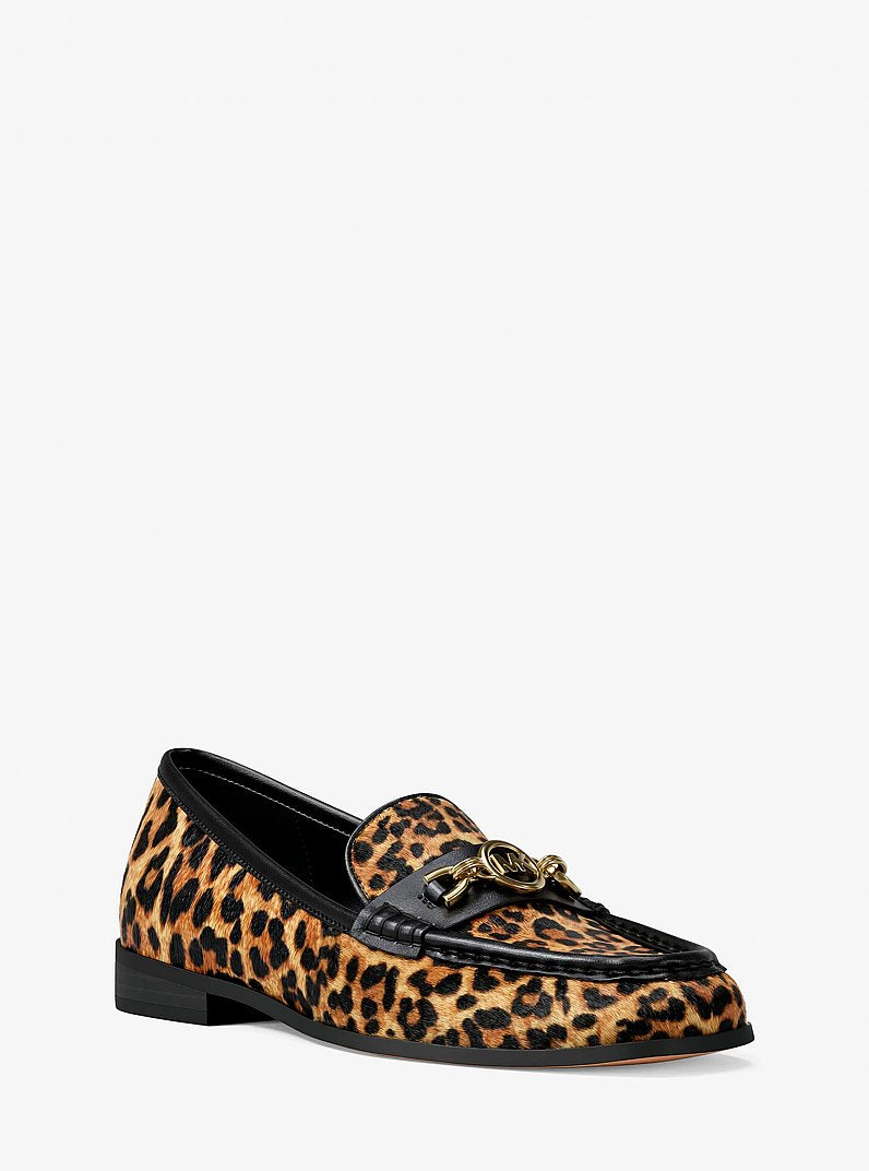Michael Kors Kacey Leopard Print Calf Hair Loafer DK CAMEL MLT