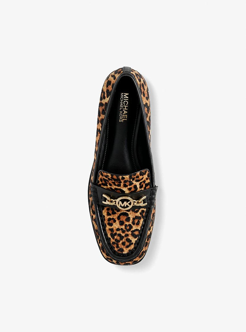 Michael Kors Kacey Leopard Print Calf Hair Loafer DK CAMEL MLT