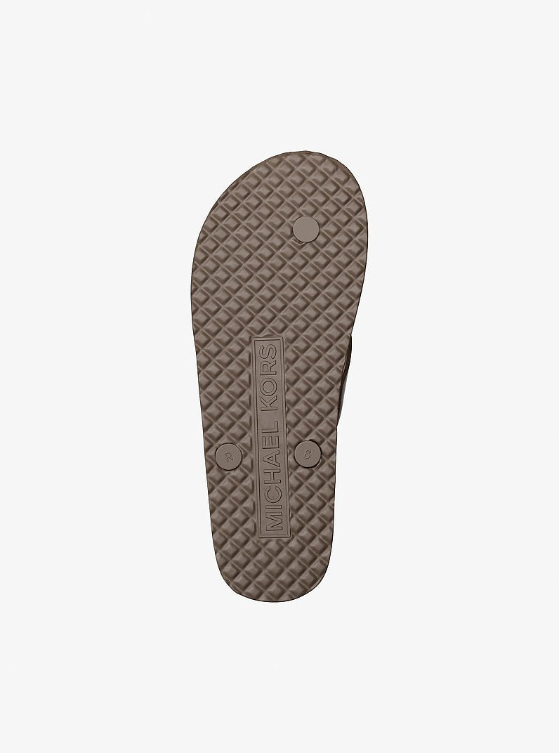 Michael Kors Plaid Print Flip Flop MUSHROOM
