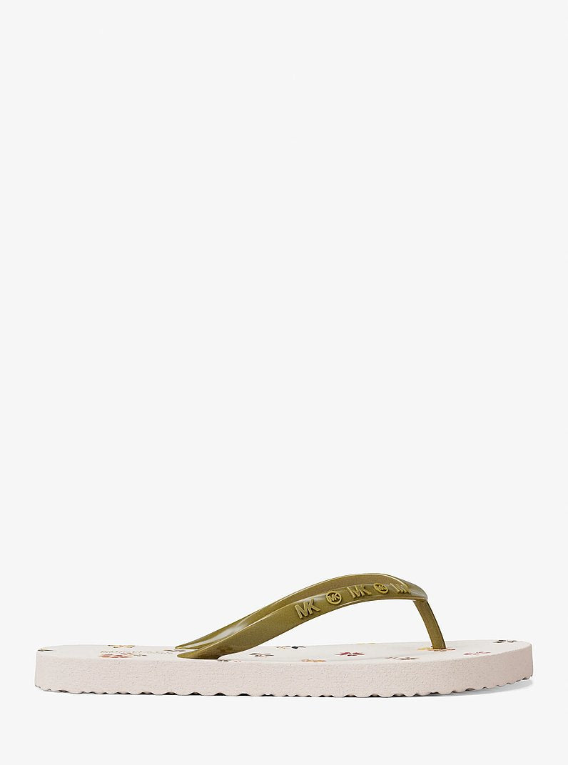 Michael Kors Floral Printed Flip Flop CREAM MULTI