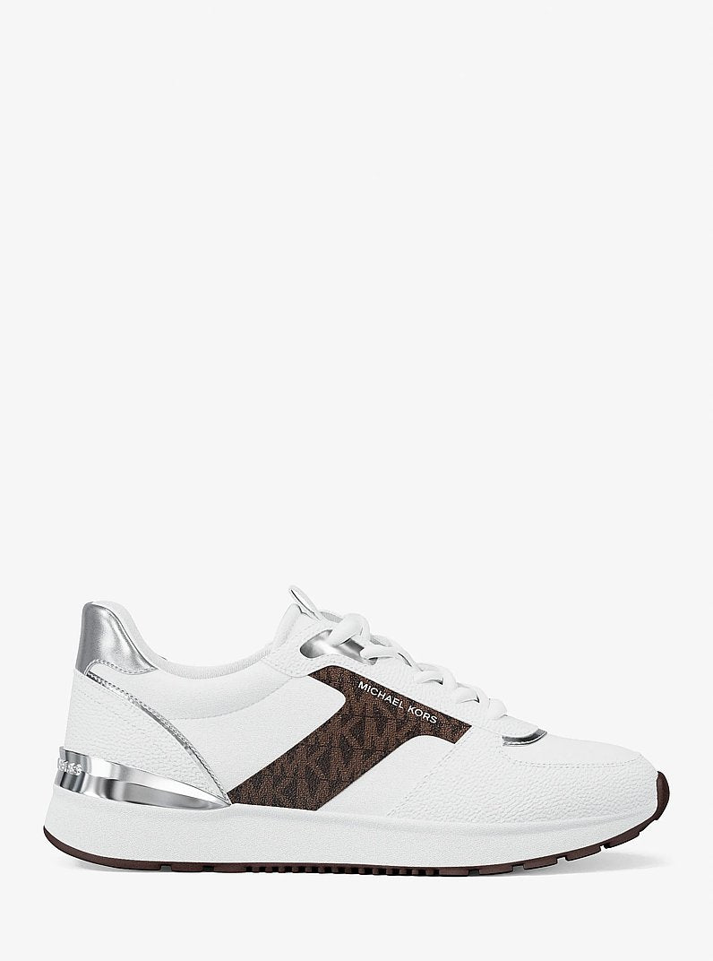 Michael Kors Remy Mixed-Media Trainer OP WHT/BROWN