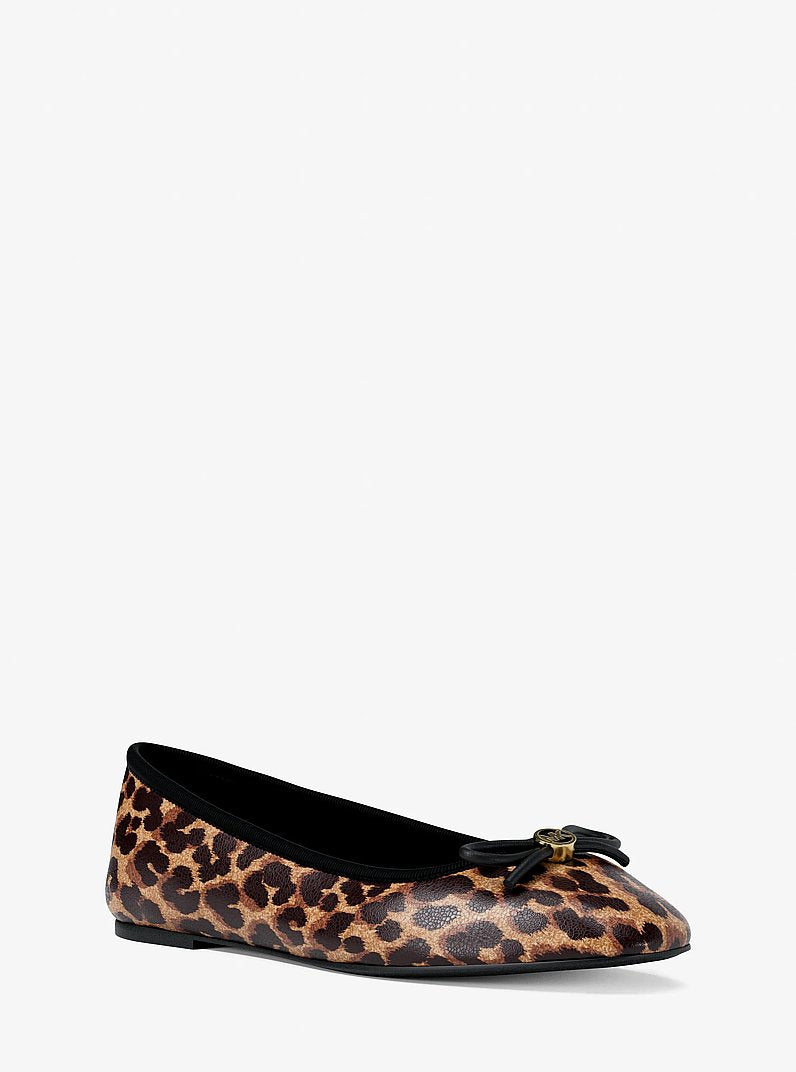 Michael Kors Savannah Leopard Print Ballet Flat DK CAMEL MLT