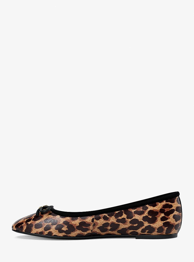 Michael Kors Savannah Leopard Print Ballet Flat DK CAMEL MLT