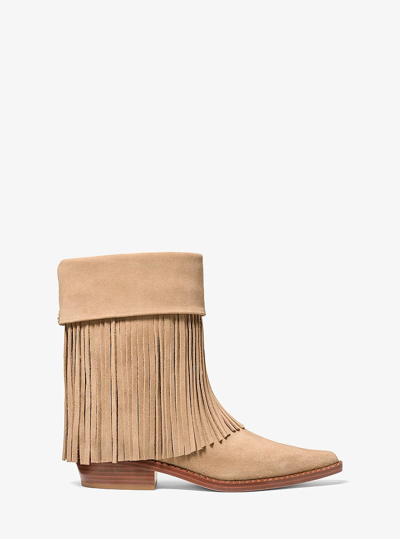Michael Kors Nash Fringed Suede Boot CAMEL