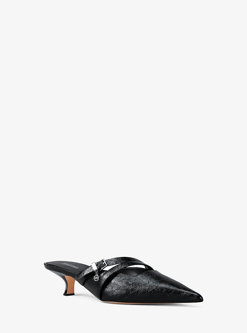 Michael Kors Yvette Crackled Kitten Mule BLACK