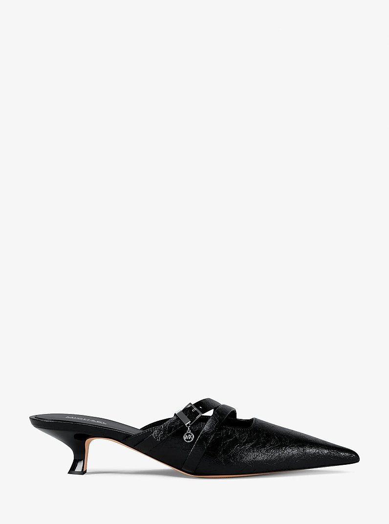 Michael Kors Yvette Crackled Kitten Mule BLACK