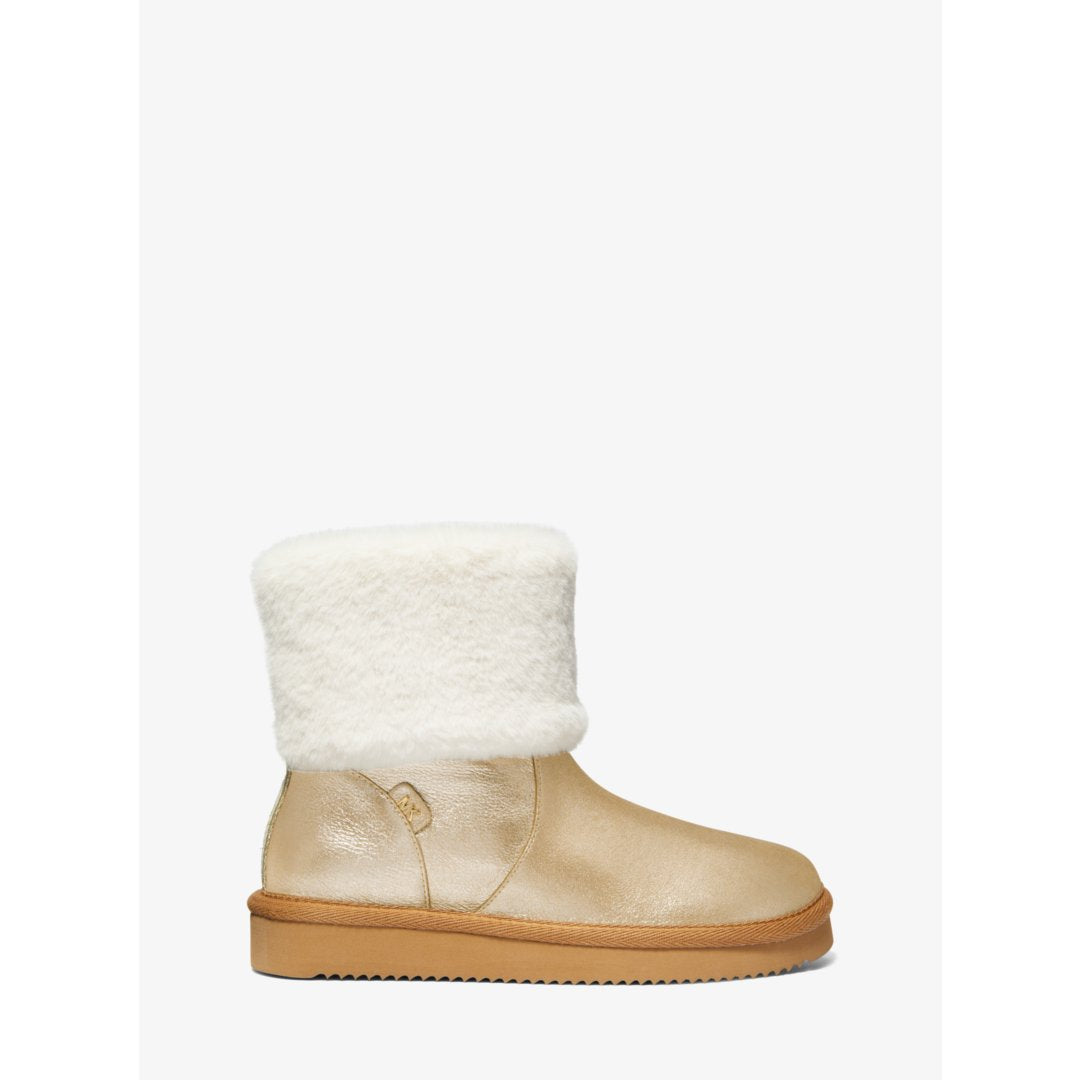 Michael Kors Julia Faux Fur Trim Metallic Leather Boot