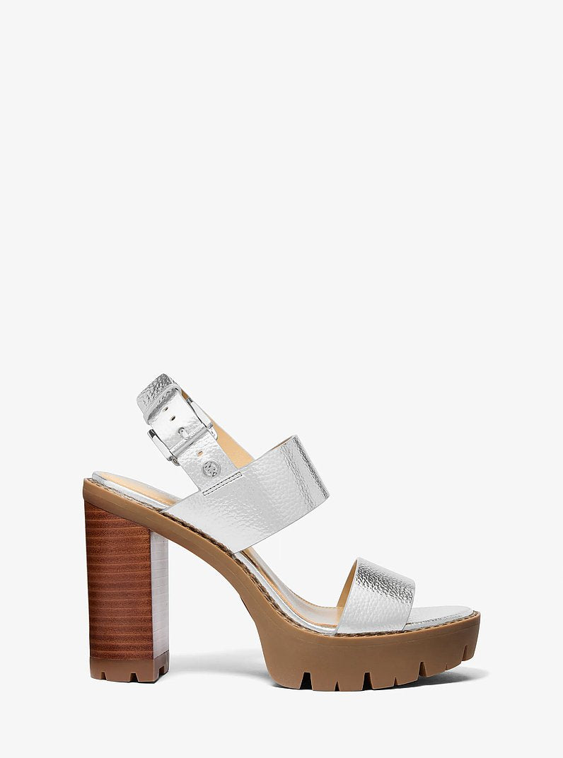 Michael Kors Holland Metallic Platform Sandal SILVER