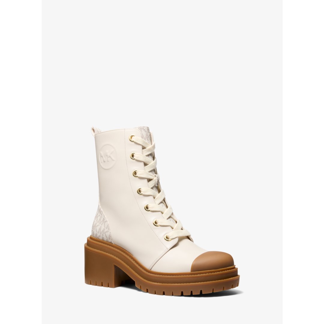 Michael Kors Hanley Leather and Signature Logo Trim Boot