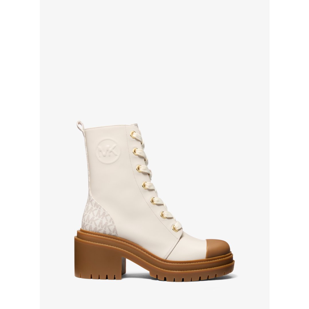Michael Kors Hanley Leather and Signature Logo Trim Boot