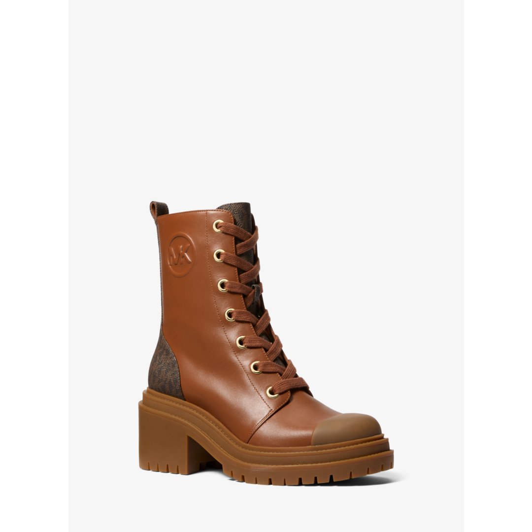 Michael Kors Hanley Leather and Signature Logo Trim Boot