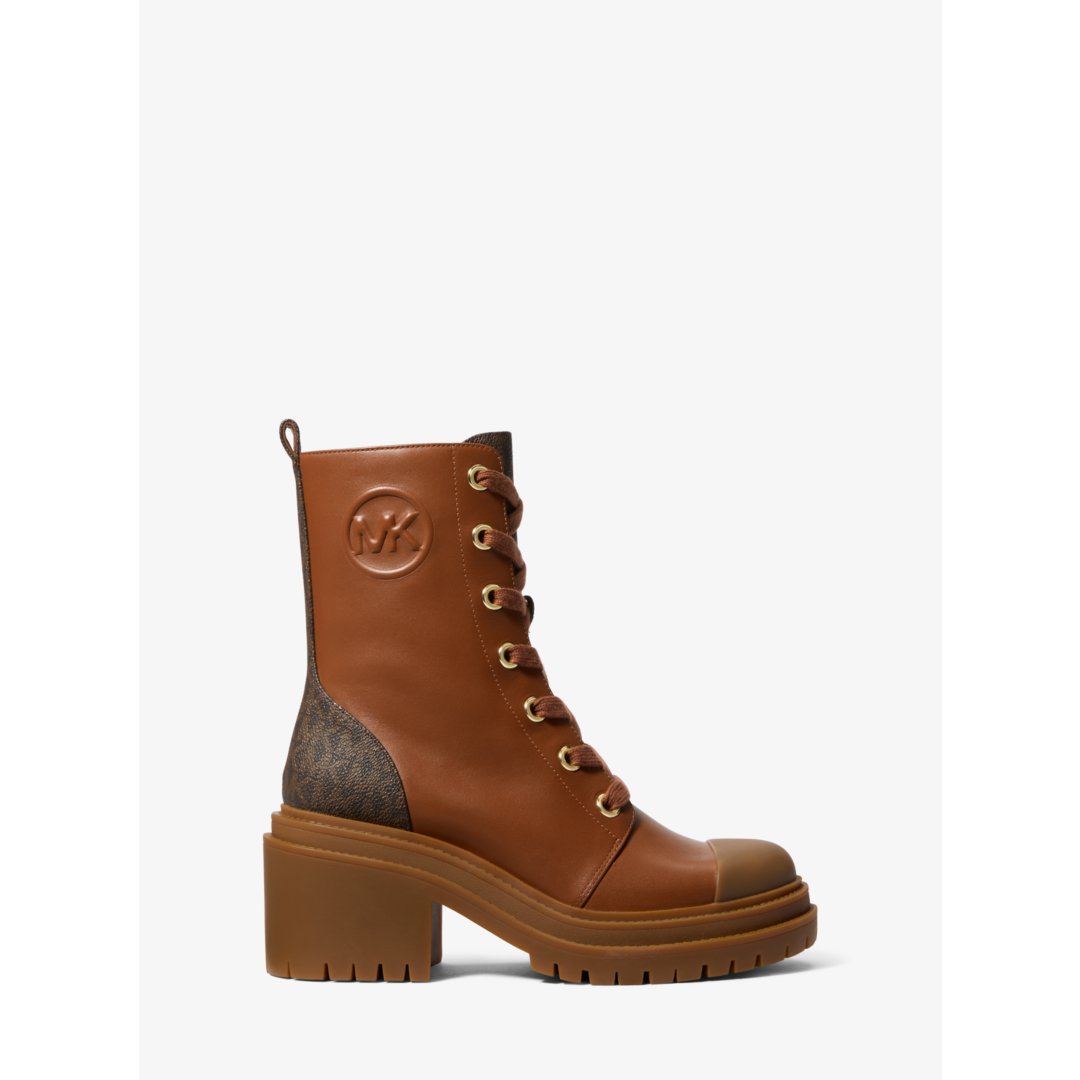 Michael Kors Hanley Leather and Signature Logo Trim Boot