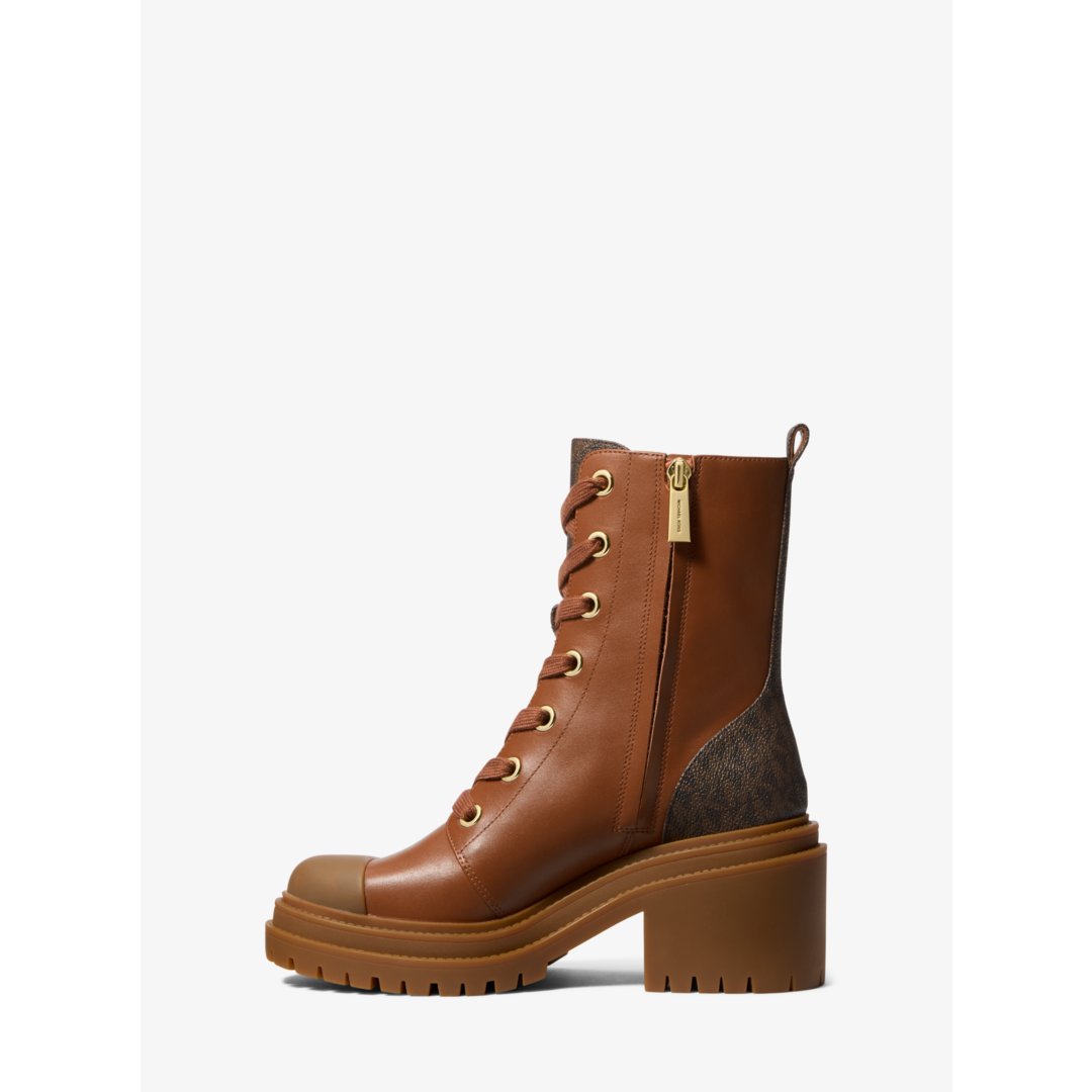 Michael Kors Hanley Leather and Signature Logo Trim Boot