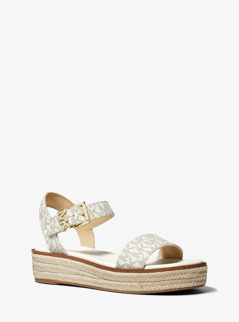 Michael Kors Richie Signature Logo Platform Espadrille Sandal VANILLA