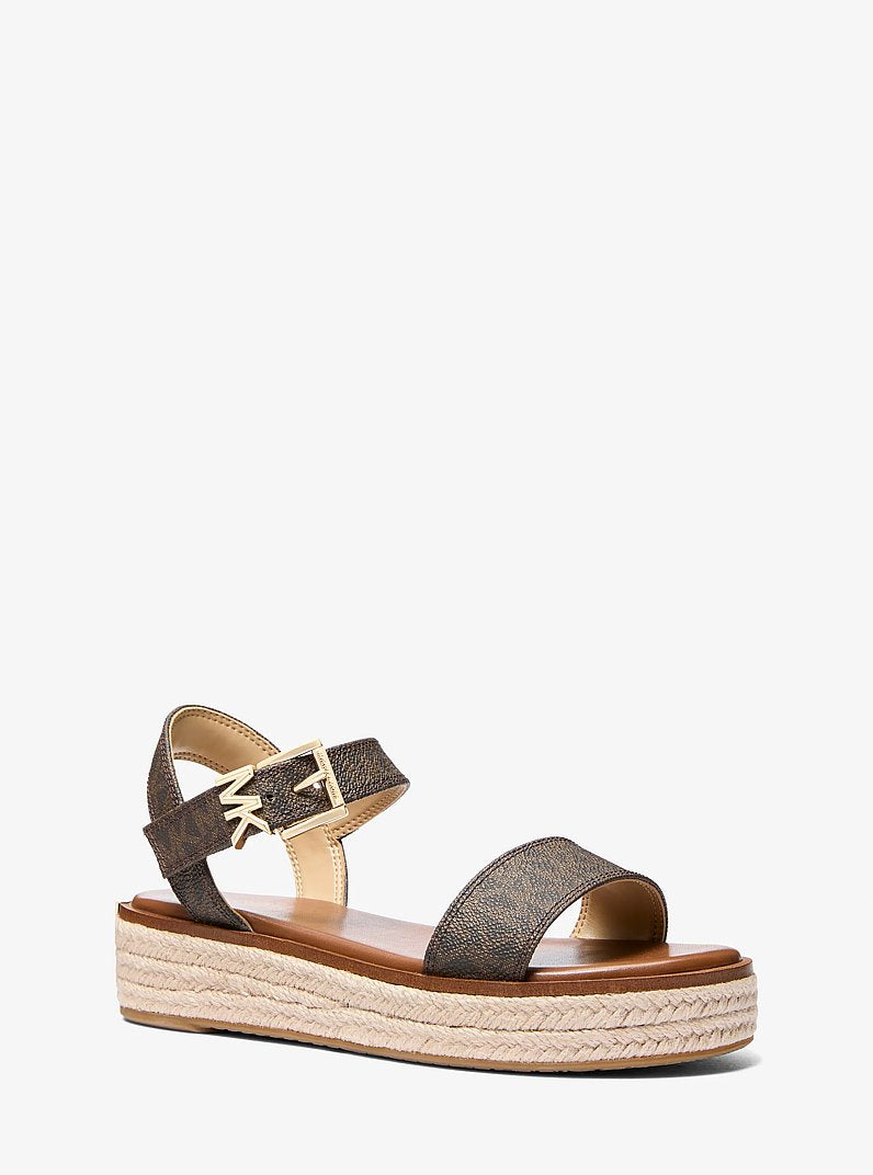 Michael Kors Richie Signature Logo Platform Espadrille Sandal BROWN