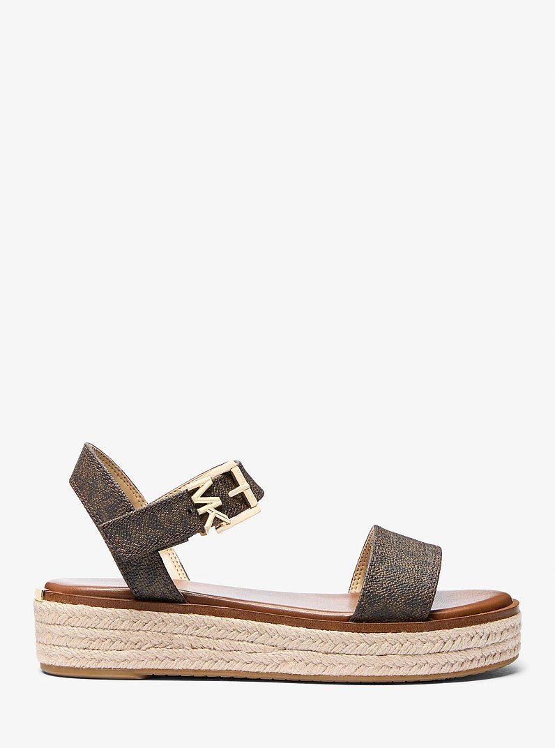 Michael Kors Richie Signature Logo Platform Espadrille Sandal BROWN