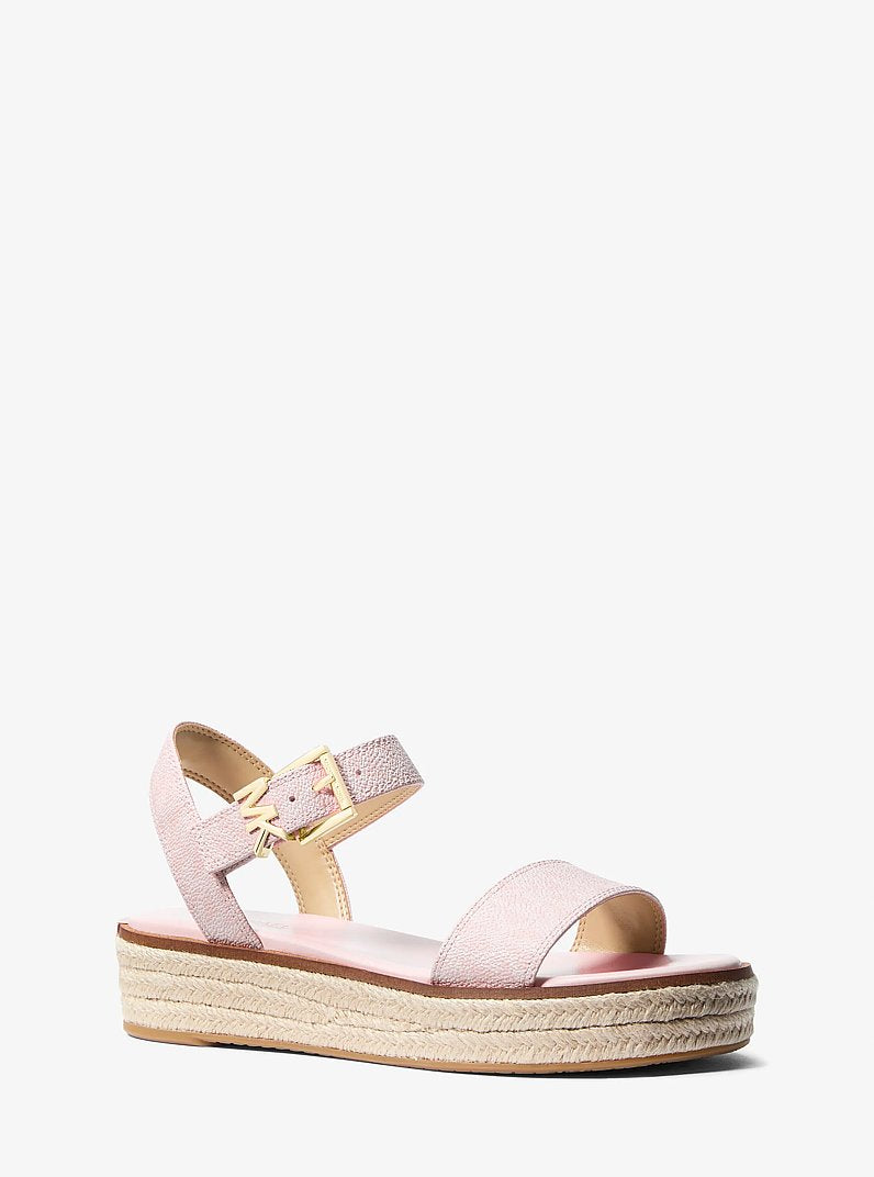 Michael Kors Richie Signature Logo Platform Espadrille Sandal POWDER BLUSH