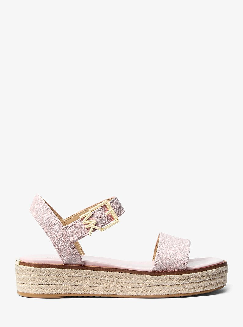 Michael Kors Richie Signature Logo Platform Espadrille Sandal POWDER BLUSH