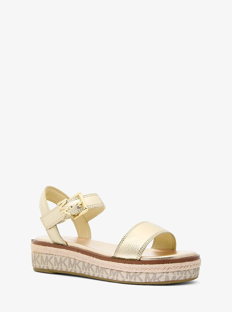 Michael Kors Richie Metallic Platform Espadrille Sandal PALE GOLD