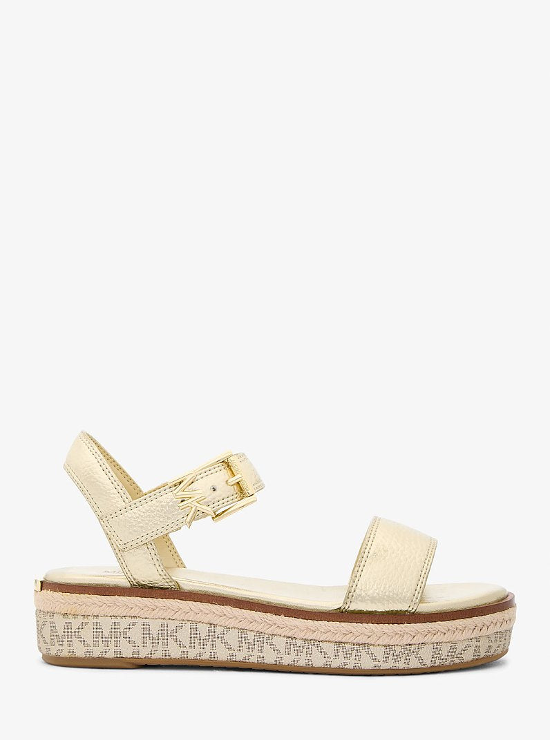 Michael Kors Richie Metallic Platform Espadrille Sandal PALE GOLD