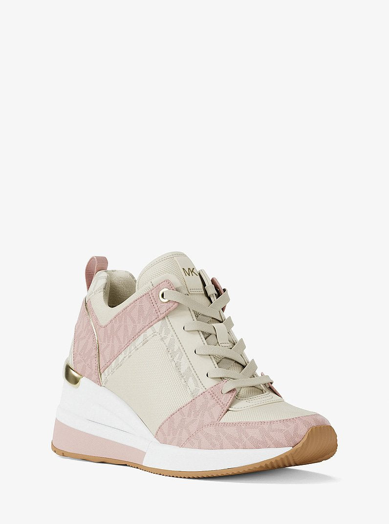 Michael Kors Georgie Signature Logo Wedge Trainer PWD BLSH MLT
