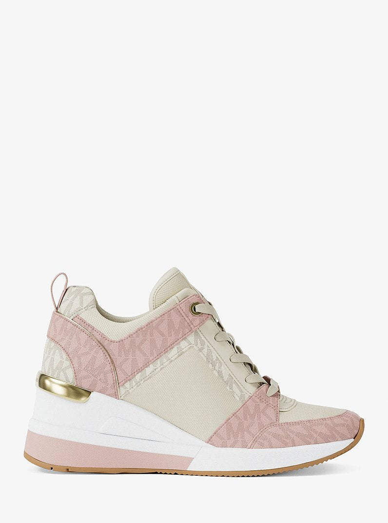 Michael Kors Georgie Signature Logo Wedge Trainer PWD BLSH MLT