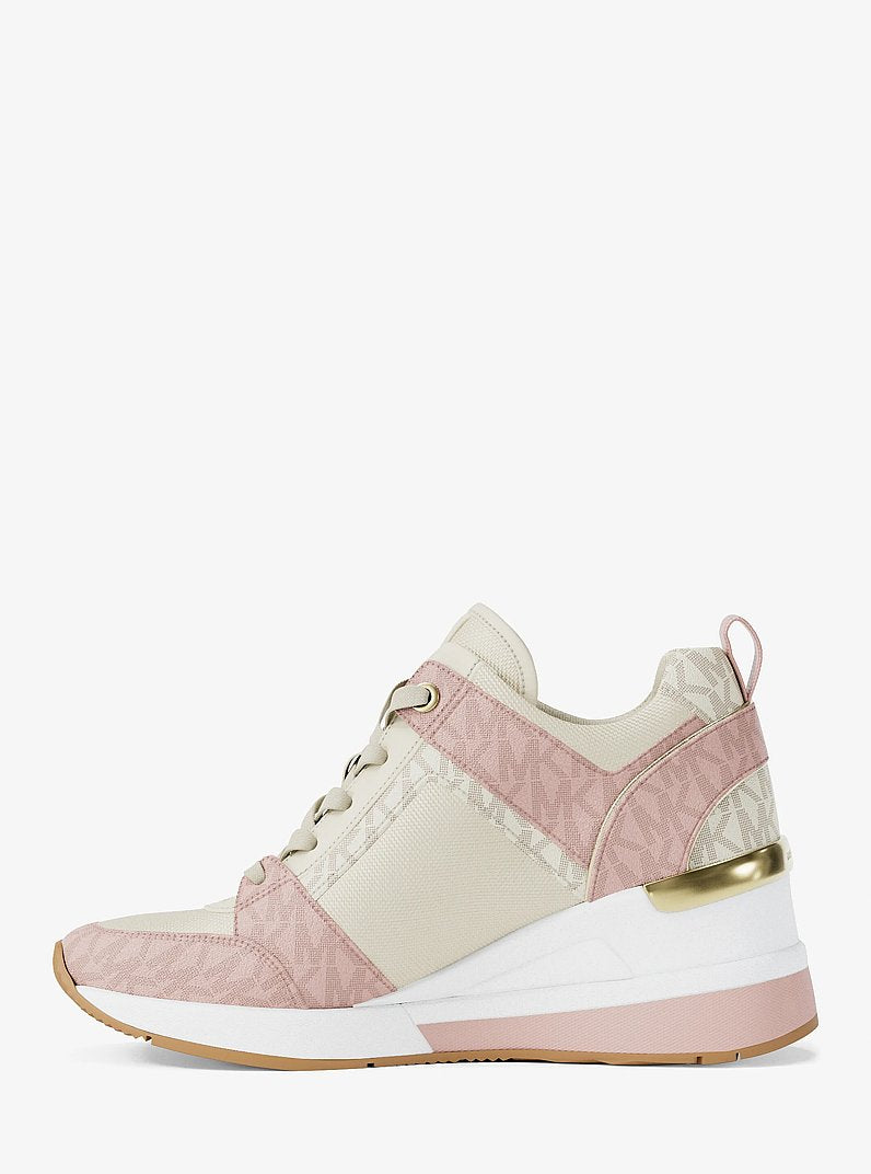 Michael Kors Georgie Signature Logo Wedge Trainer PWD BLSH MLT