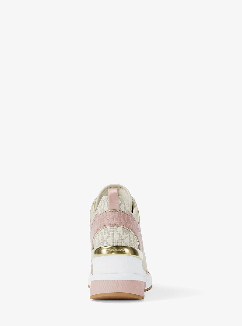 Michael Kors Georgie Signature Logo Wedge Trainer PWD BLSH MLT